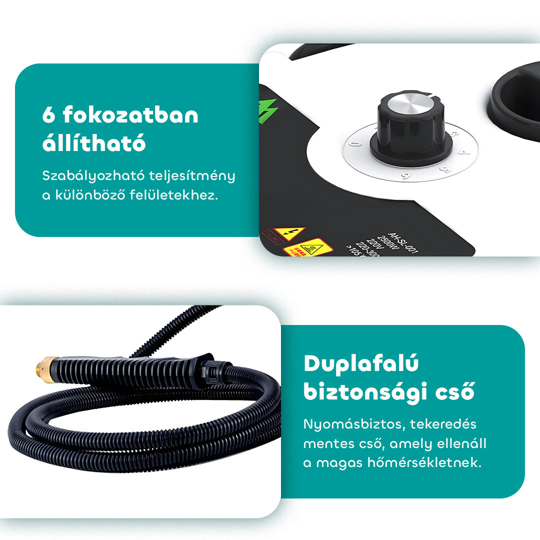 Magasnyomású gőztisztító 2500W 2 ajándék fejjel